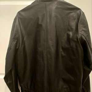 TAGHeuer Black leather jacket -blue/taupe